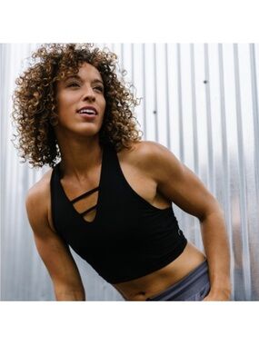 Zyia Active Black Grid Cropped Tank Size Small